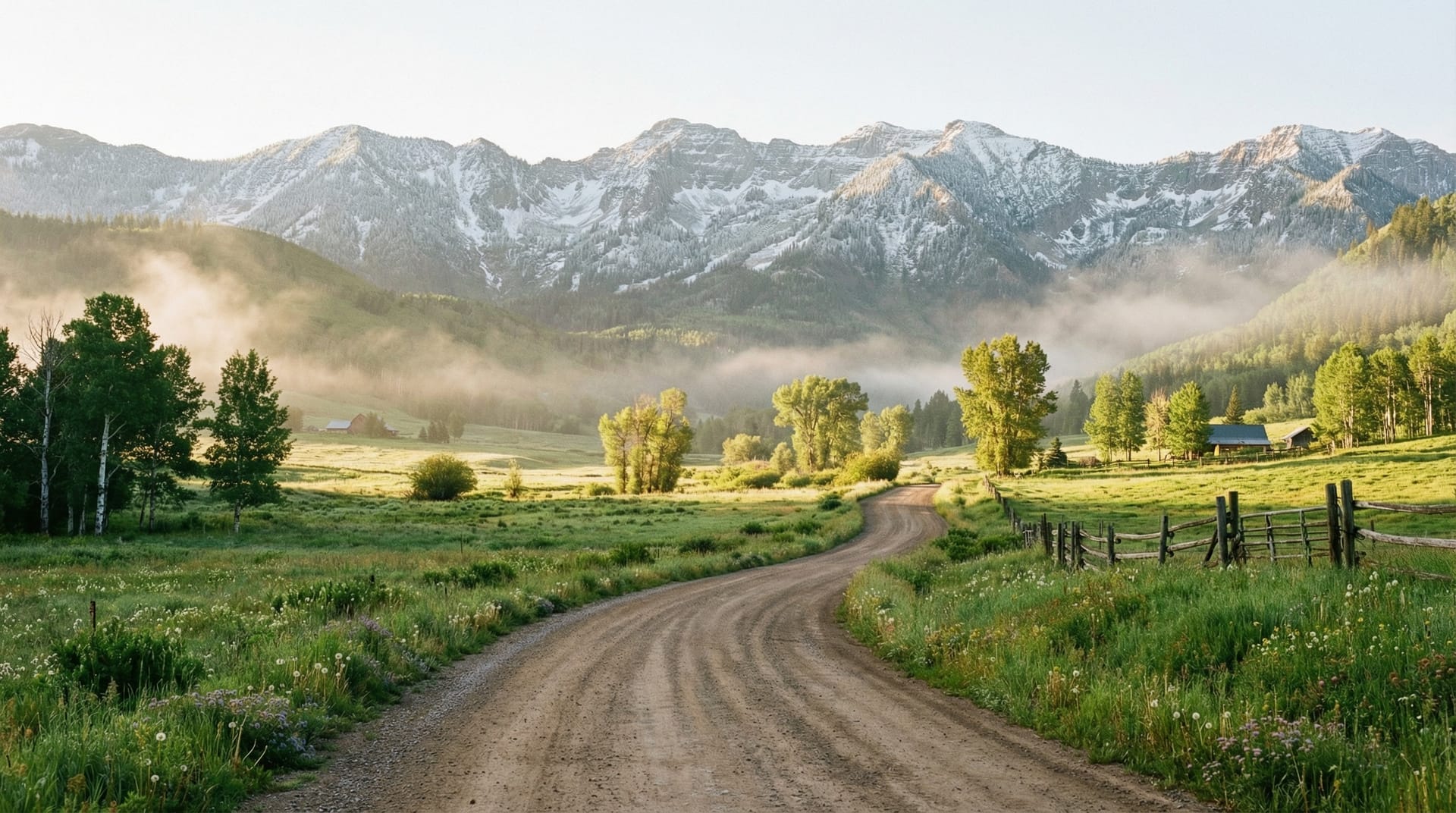Highland Alpine mountain valley at golden hour