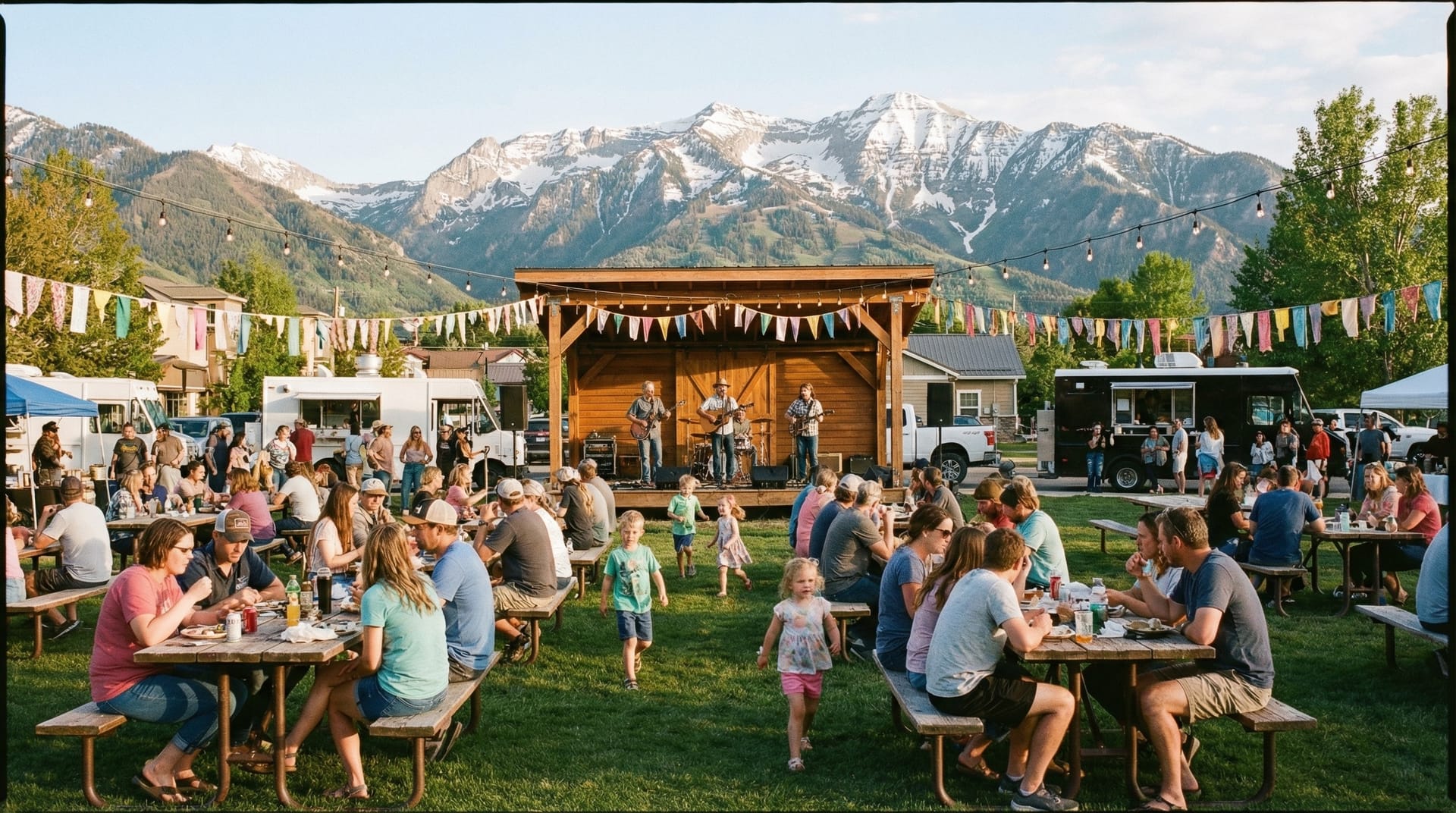 Business professionals gathering at a luncheon